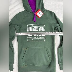 The North Face Green Hoodie with Purple Lining